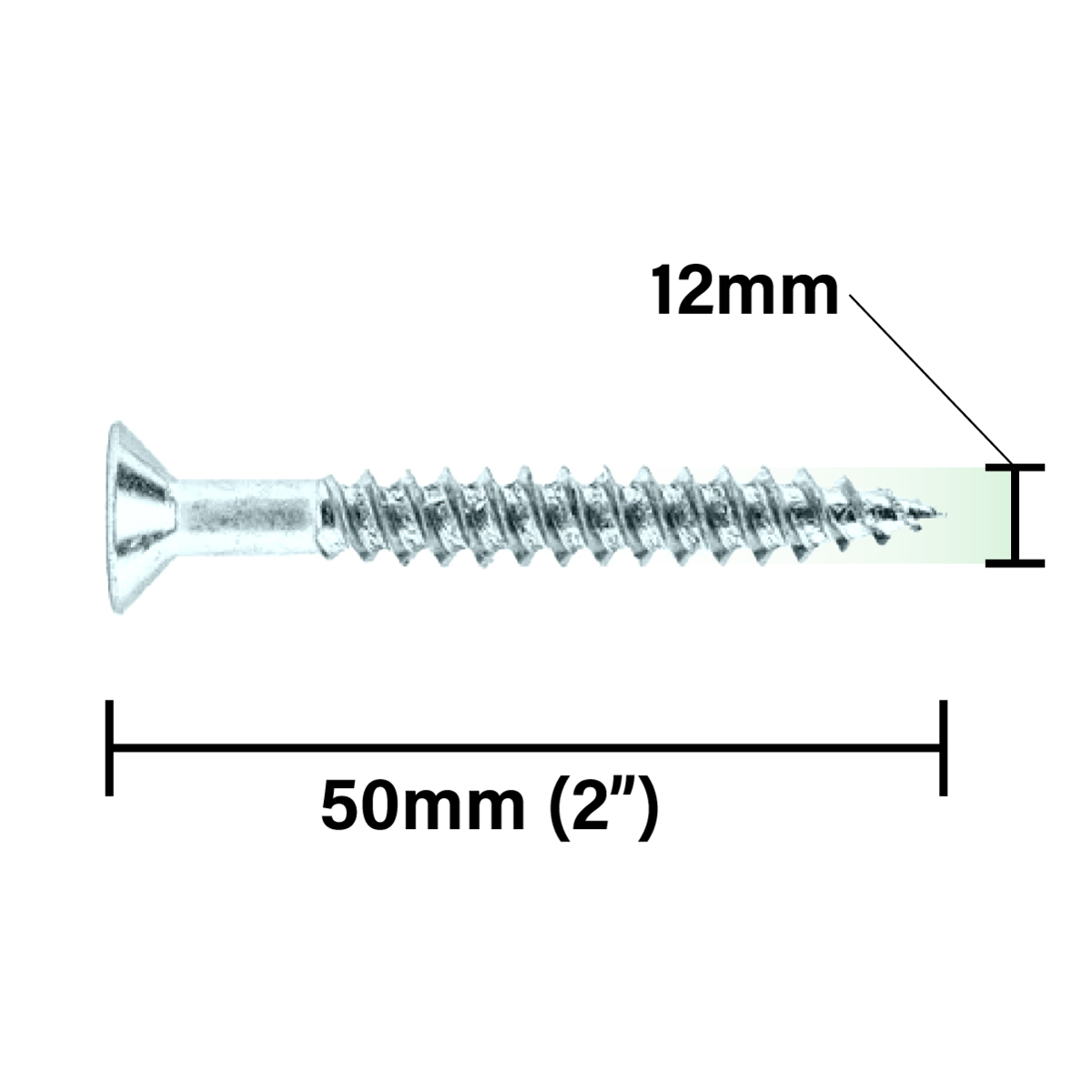 Rikä TWSR040 Woodscrew Twin-Thread CSK BZP 12 x 2in 200pk